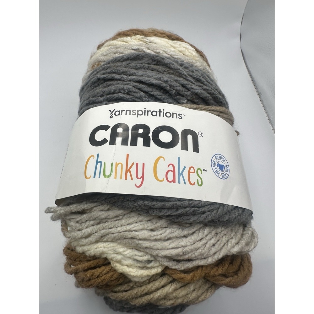 Yarnspirations Caron Chunky Cakes Super Bulky Dulce De Leche Brown‎ Gray NIP